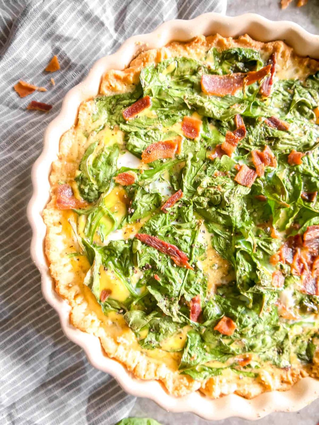 Gluten-free Spinach Bacon Quiche after cooking.