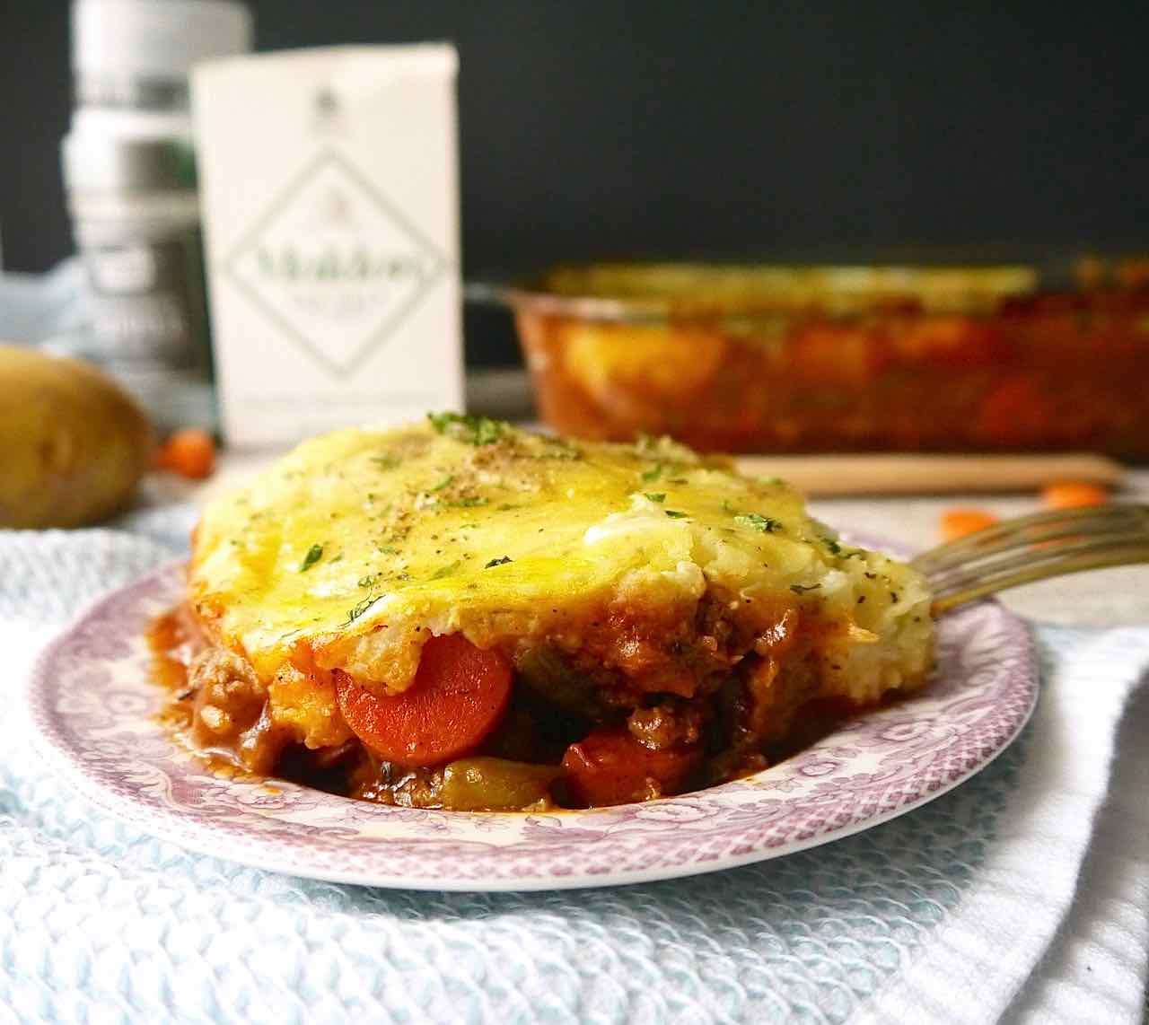 Paleo Shepherd's Pie on a plate.