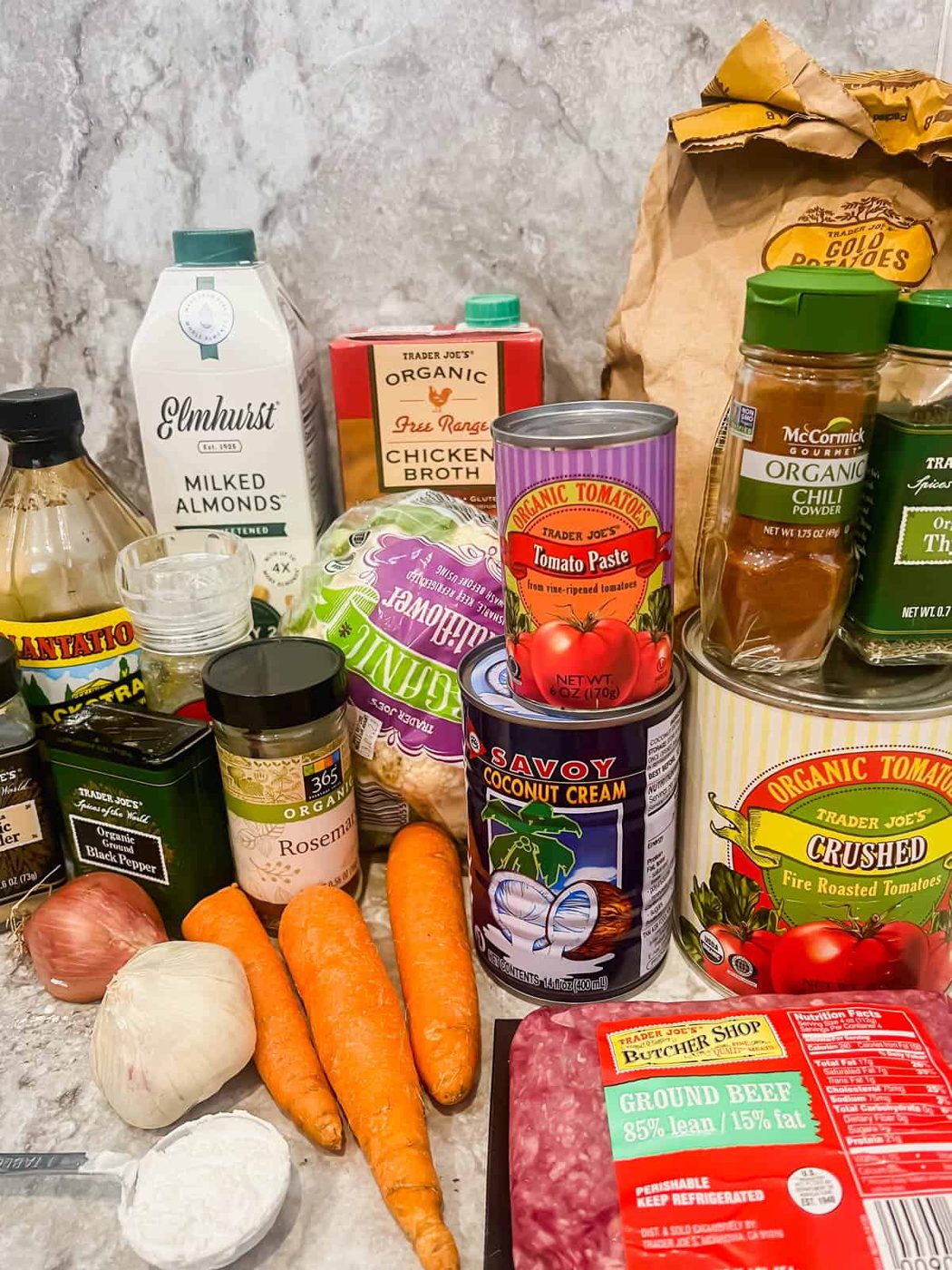 Ingredients needed to make paleo shepherds pie.