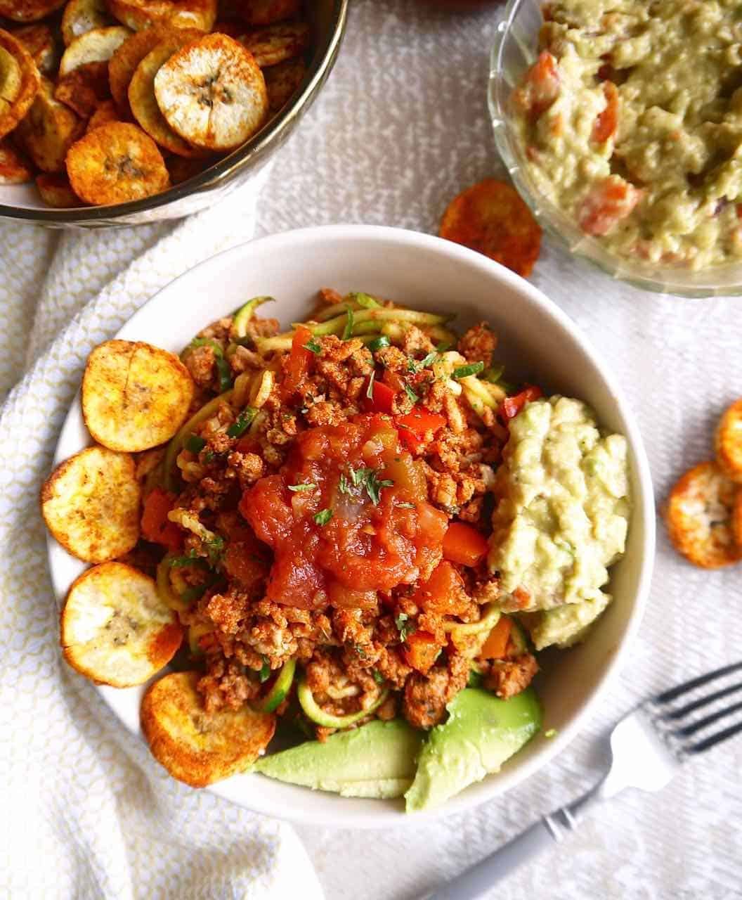 Ground Turkey Taco Zucchini Noodles, Zoodles
