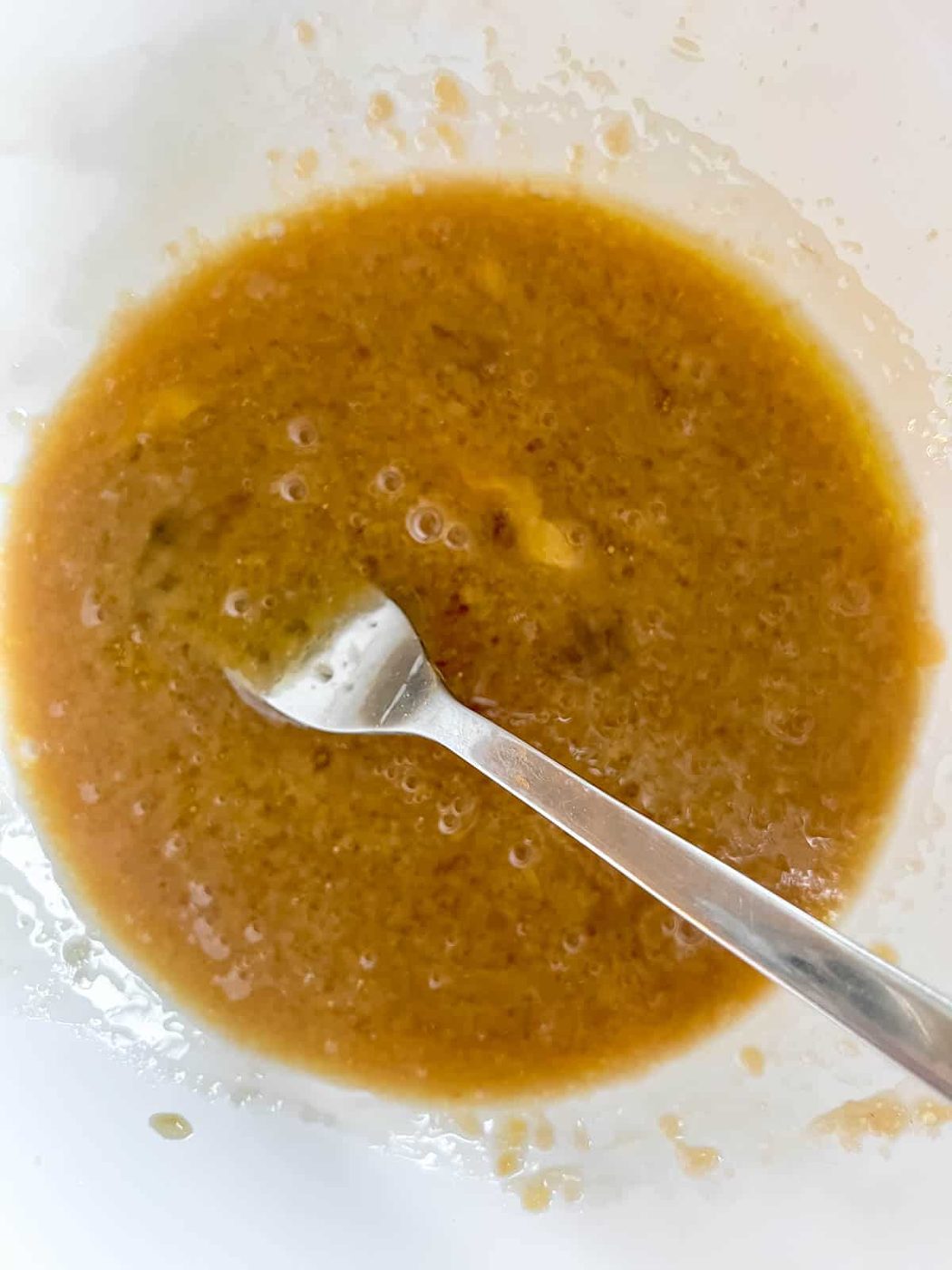 Wet ingredients mixed together in bowl.