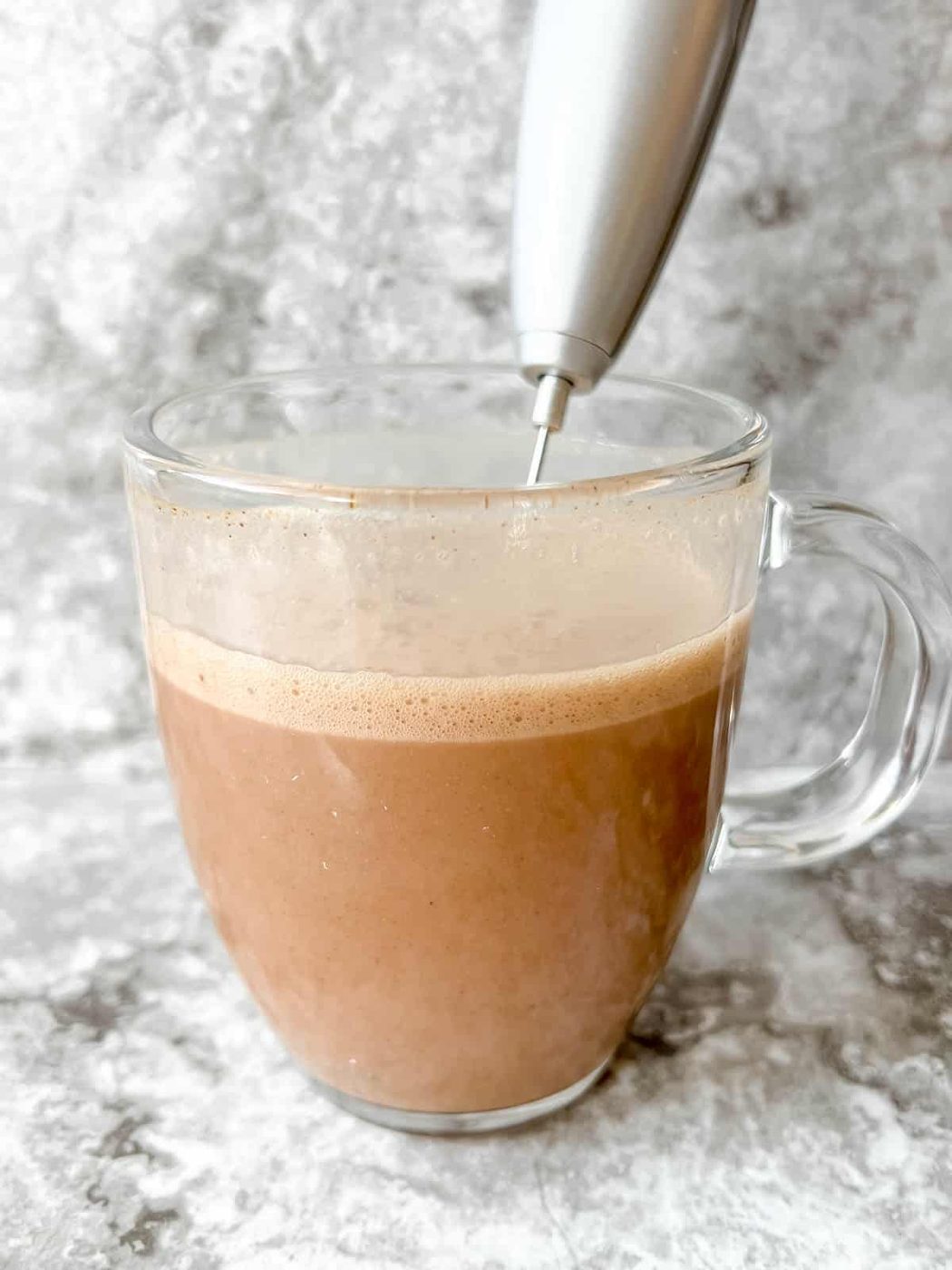 Pumpkin spice hot chocolate after mixing.
