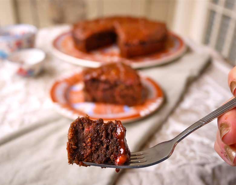 Paleo Raspberry Chocolate Banana Cake (GF, dairy-free)