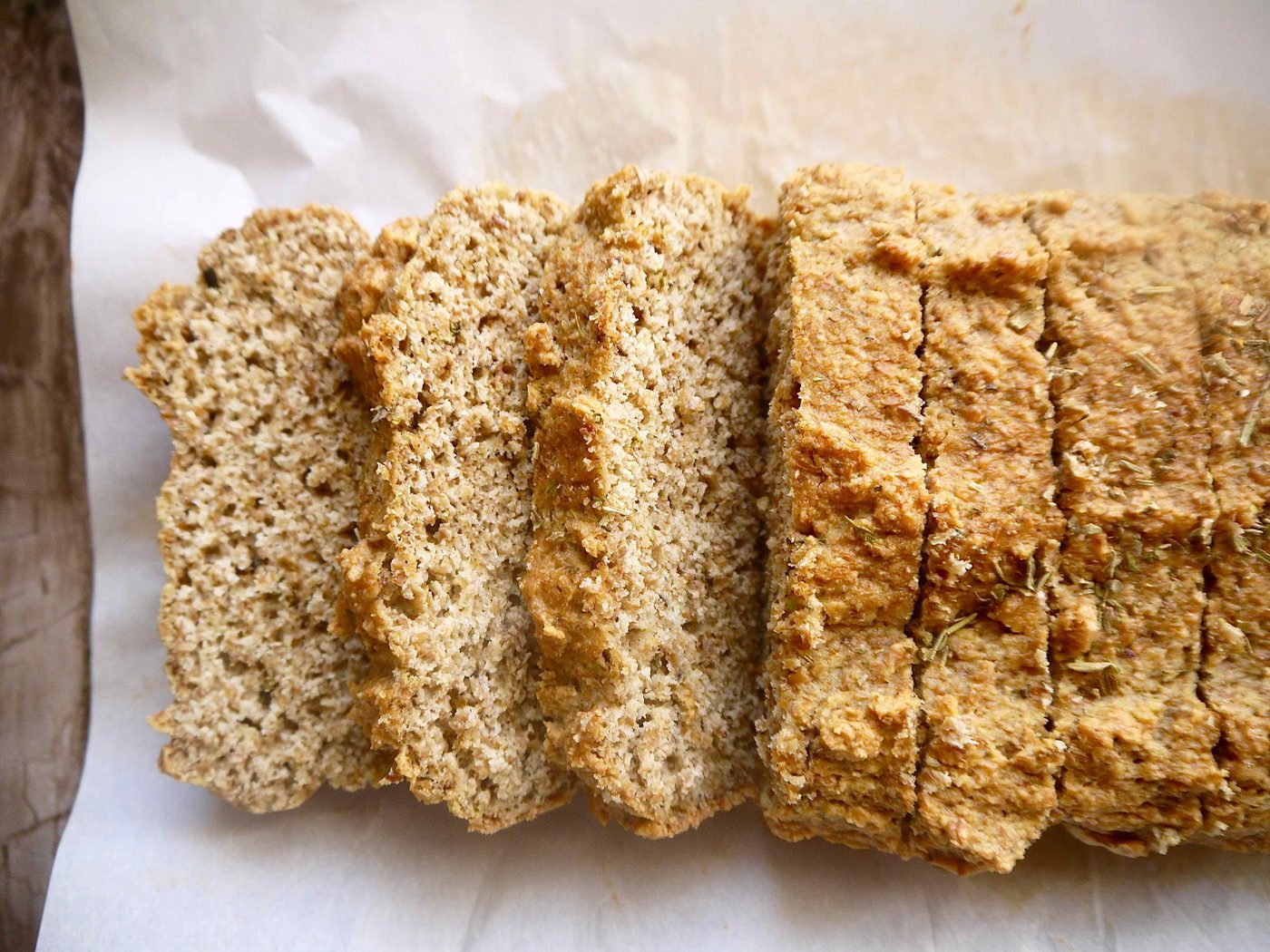 Flaxeed bread on a plate.