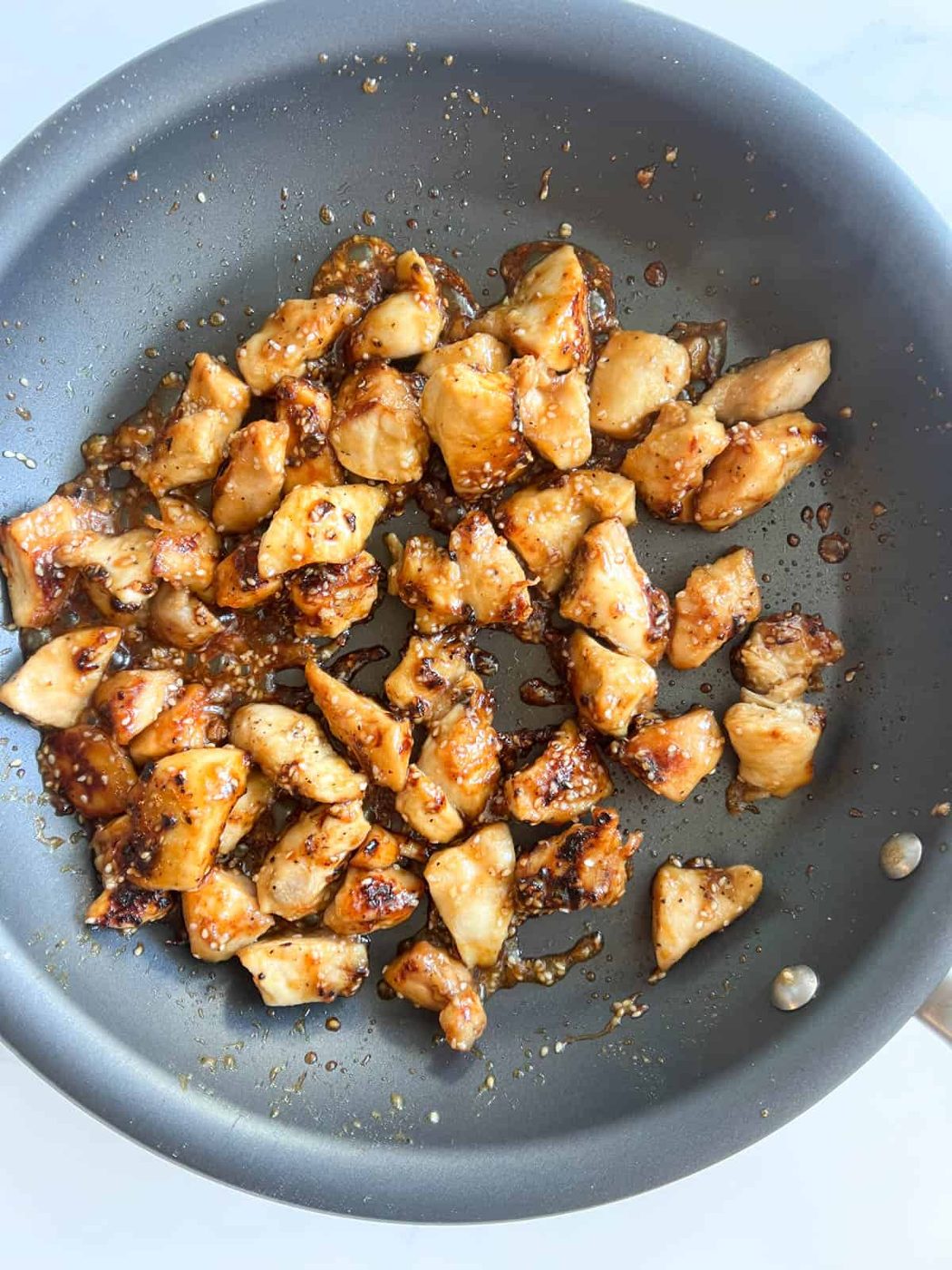 Caramelized honey on the honey sesame chicken.