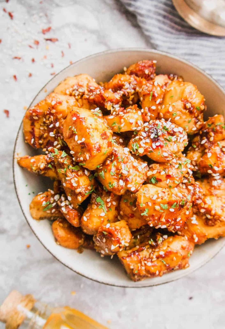 Lighter Honey Sesame Chicken, Paleo, Gluten-free