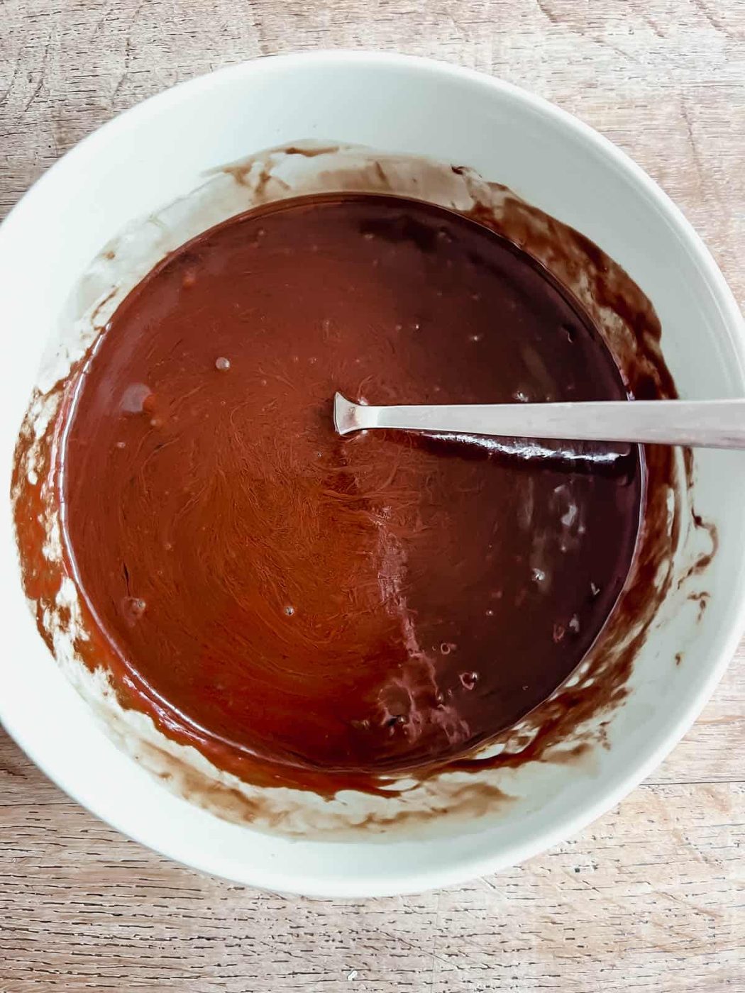 Melted chocolate in a bowl.