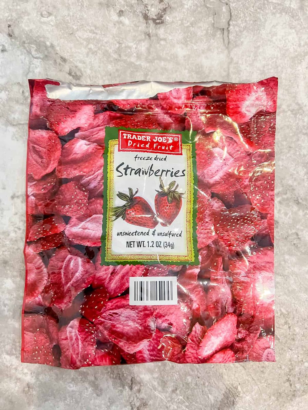 Freeze dried strawberry ingredients.