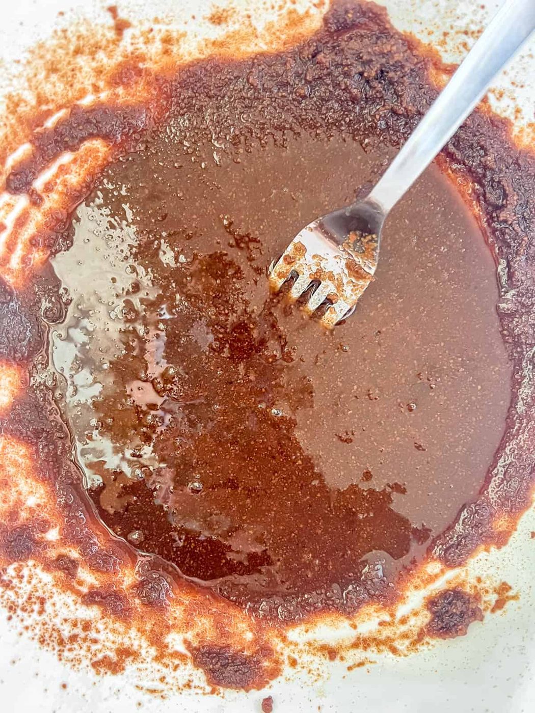 Wet ingredients mixed together.