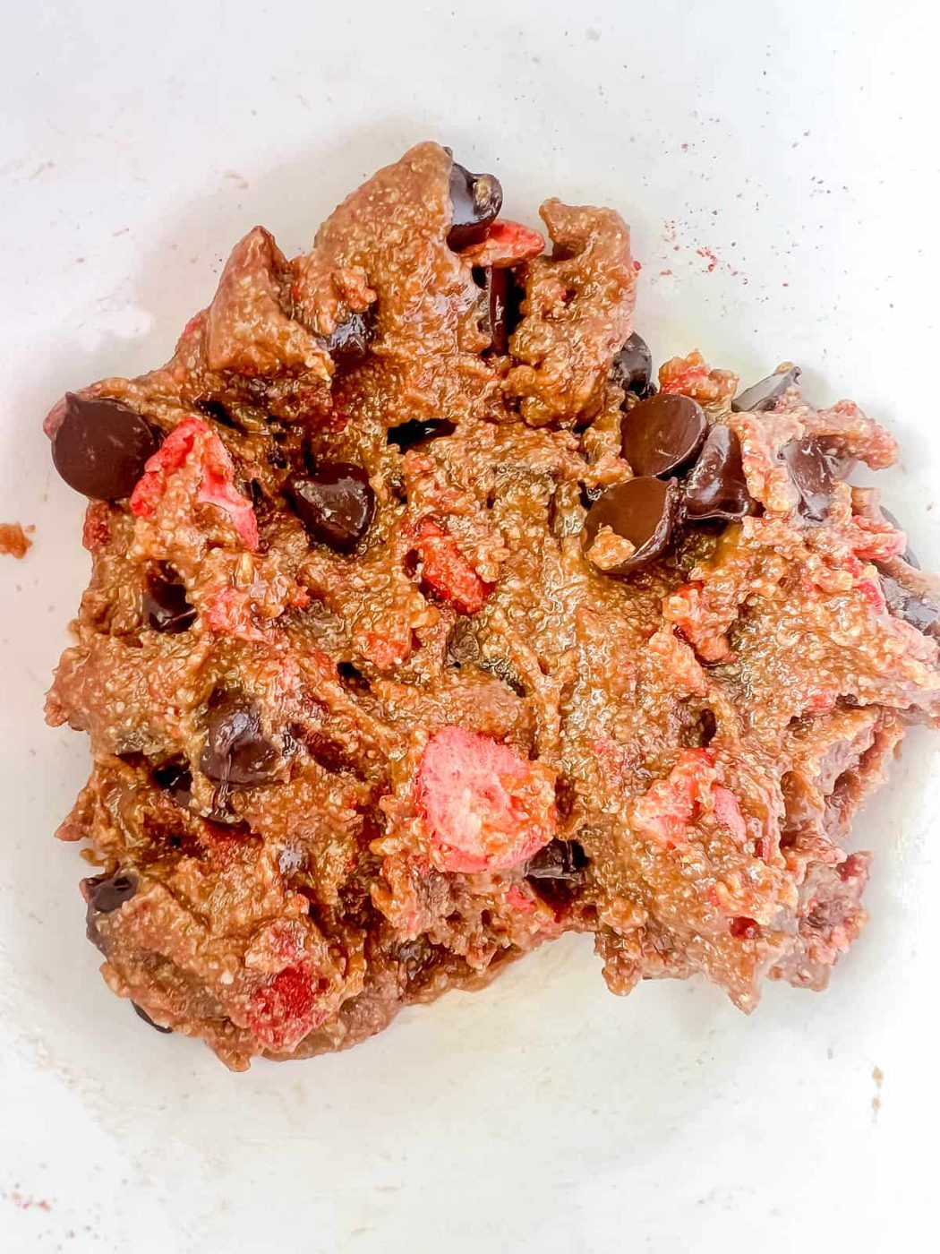 Strawberry cookie dough batter.
