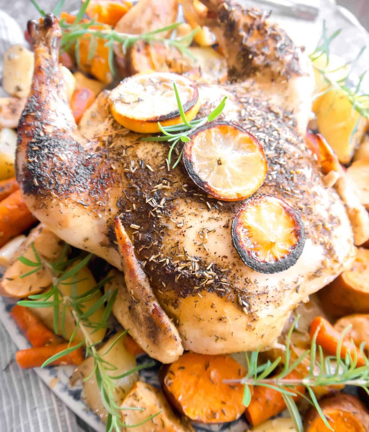 Roast Whole Chicken with Potatoes and Apples, Dairy-free