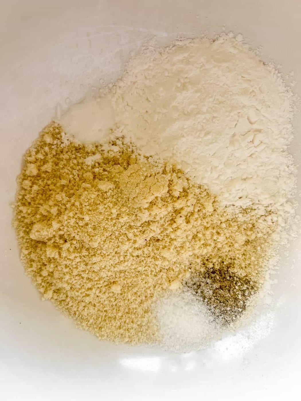 The dry ingredients mixed together in a bowl.