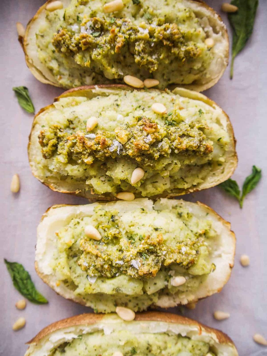 Paleo Whole30 Twice Baked Pesto Potatoes