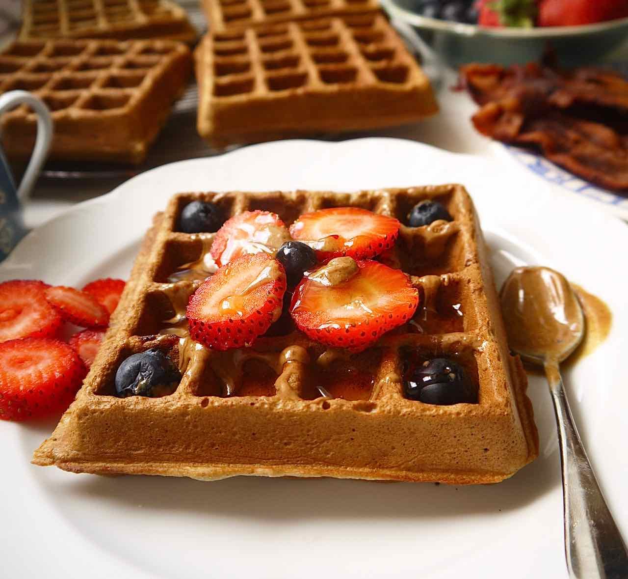 Just right Crispy-on-the-Outside Paleo Berry Waffles
