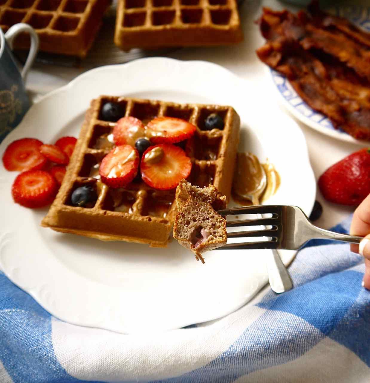 Just right Crispy-on-the-Outside Paleo Berry Waffles
