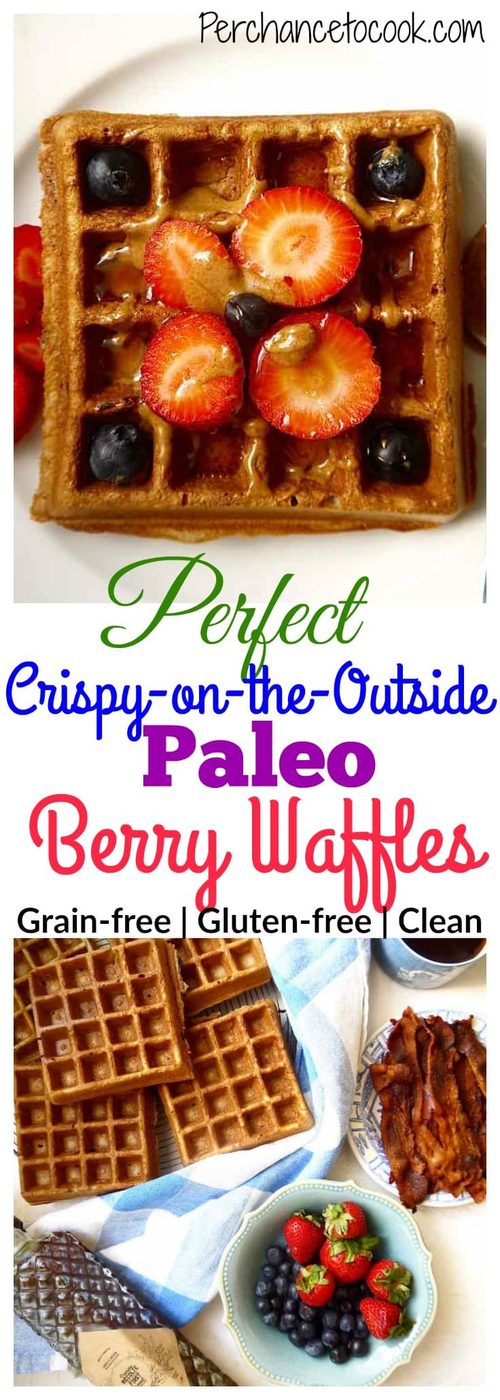 Just right Crispy-on-the-Outside Paleo Berry Waffles