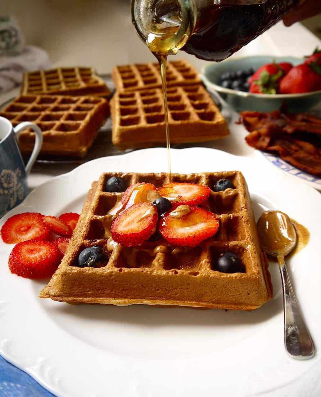 Just right Crispy-on-the-Outside Paleo Berry Waffles