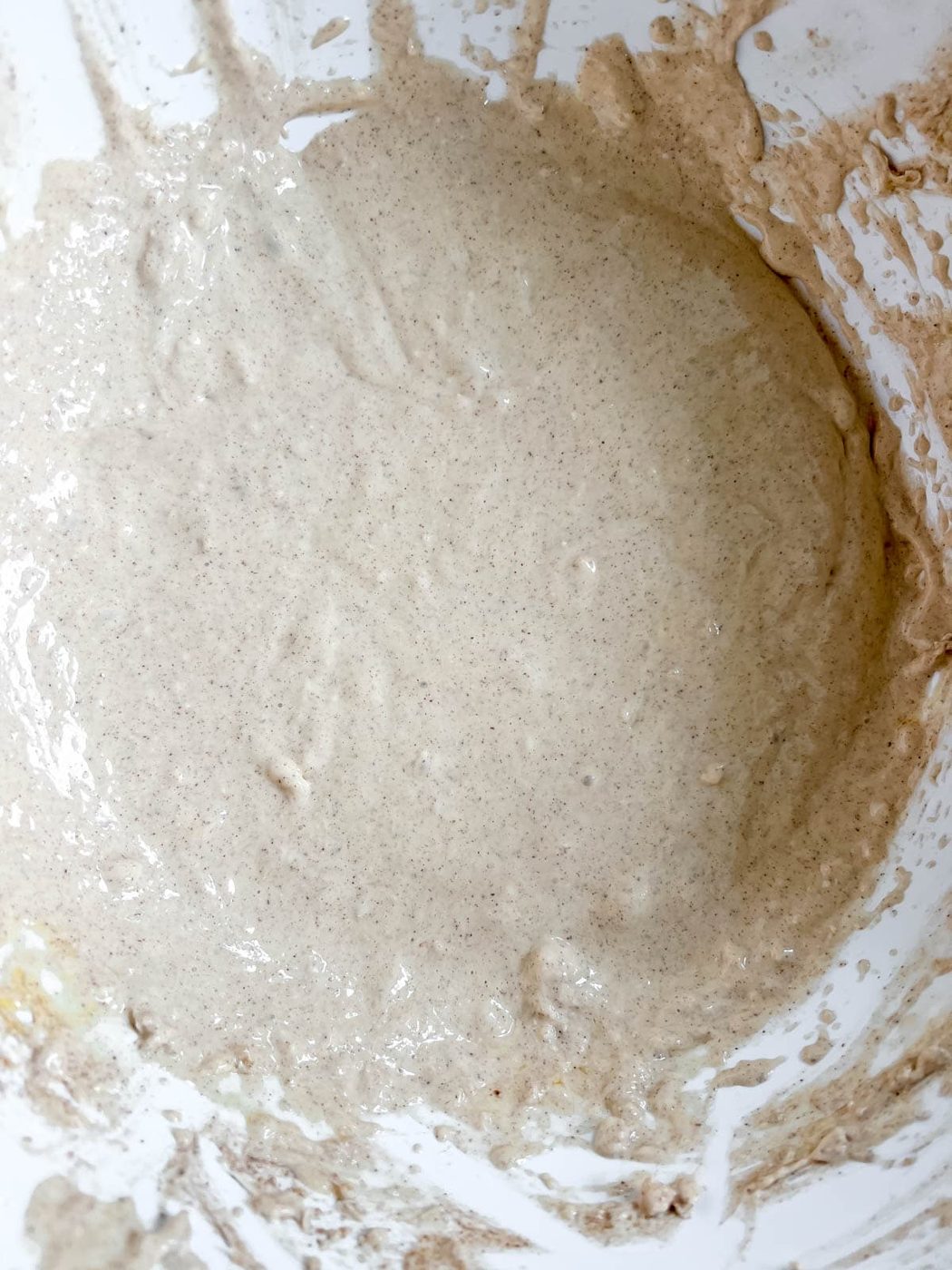 Eggs added to cheesecake batter.