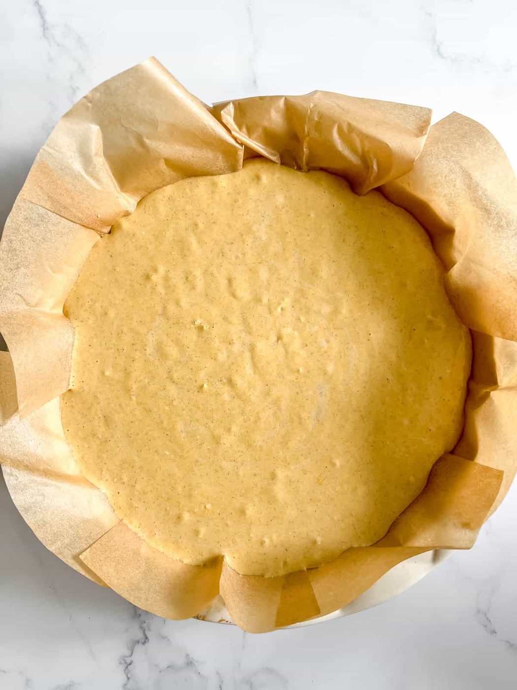 Pumpkin cheesecake pie before baking.