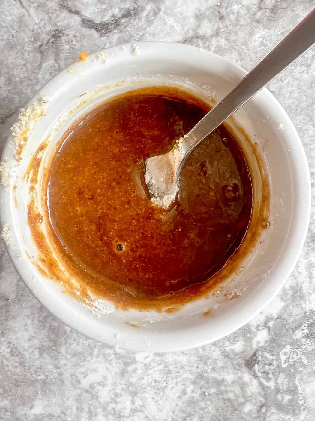 Almond flour added to ramekin.
