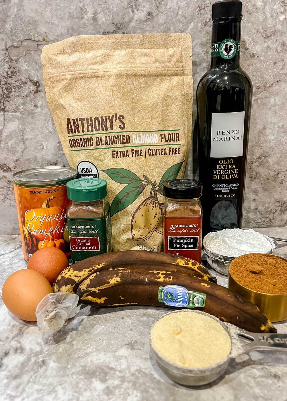 Paleo pumpkin banana bread ingredients.