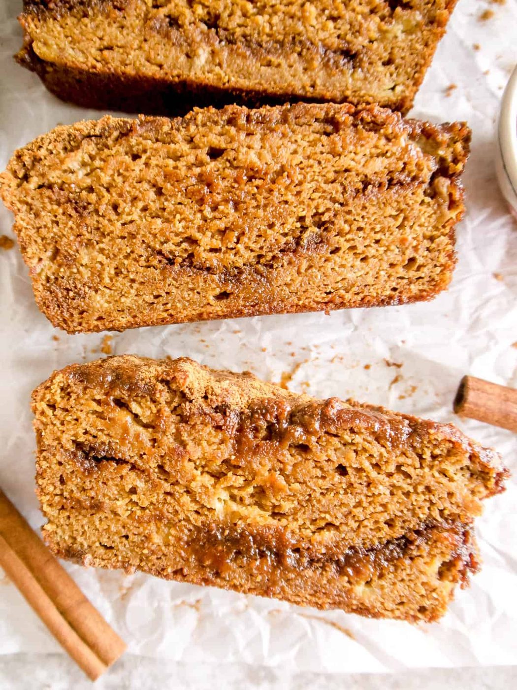 A pumpkin banana bread made with almond flour, sliced.