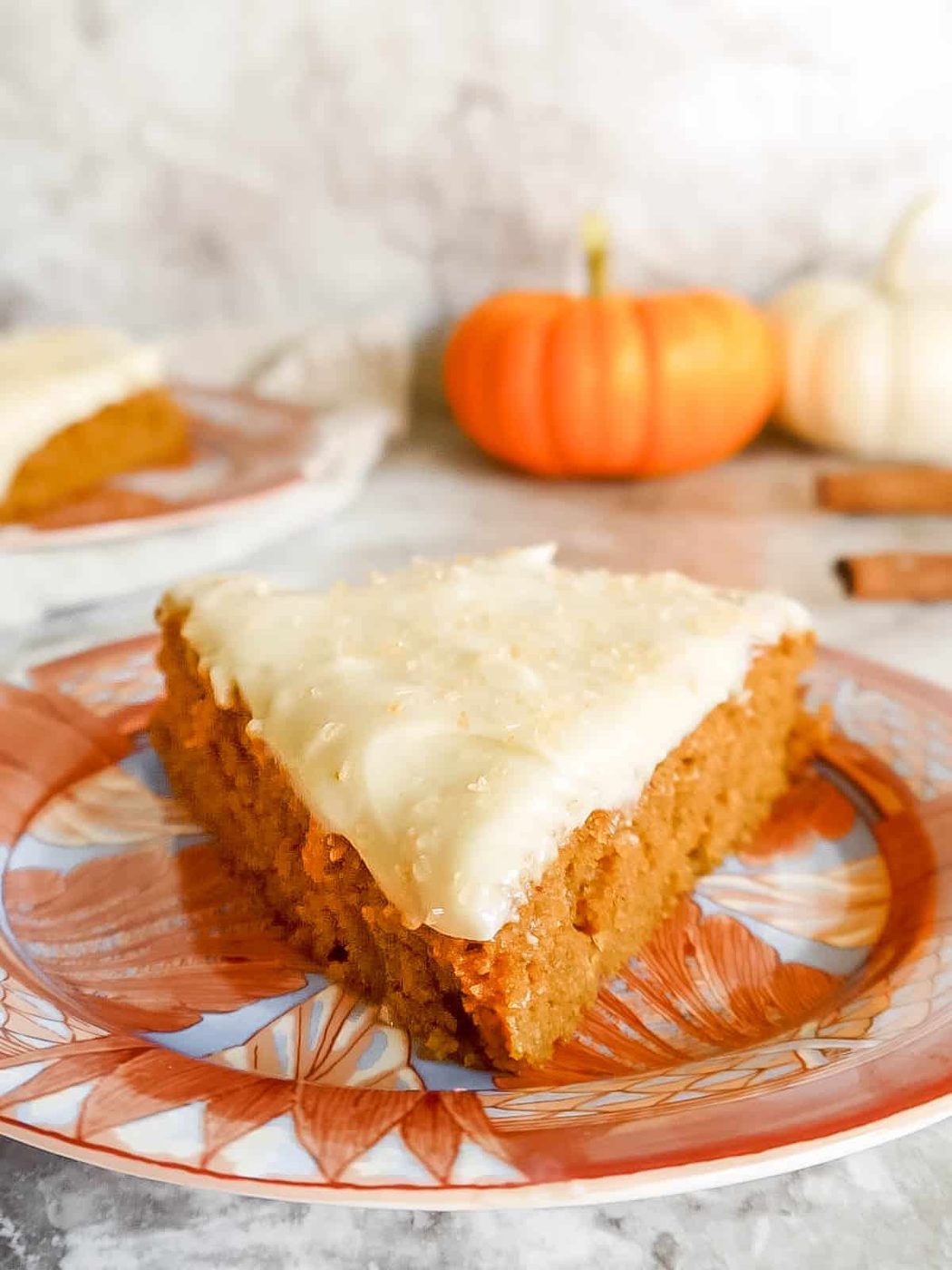 Front view of gluten-free pumpkin cake.