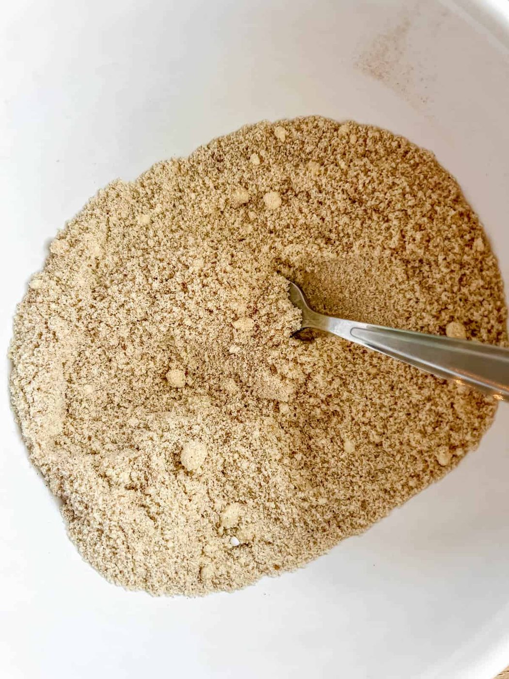 Dry ingredients for pumpkin olive oil cake.