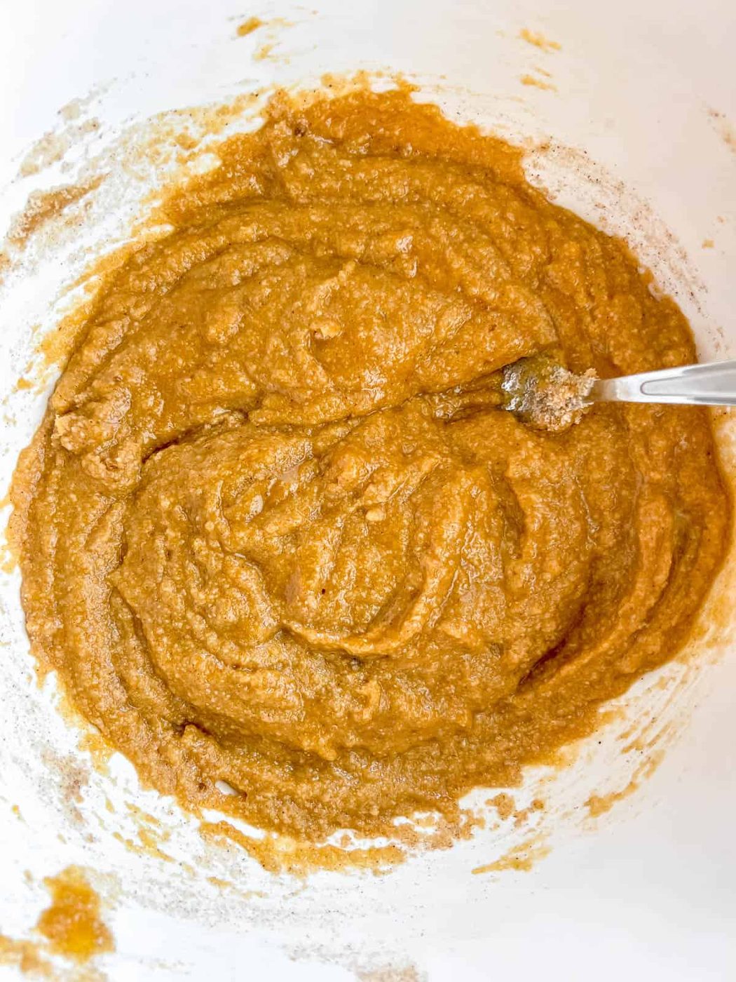 Wet and dry ingredients mixed together.