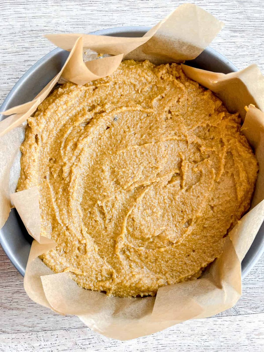 Pumpkin olive oil cake before baking.