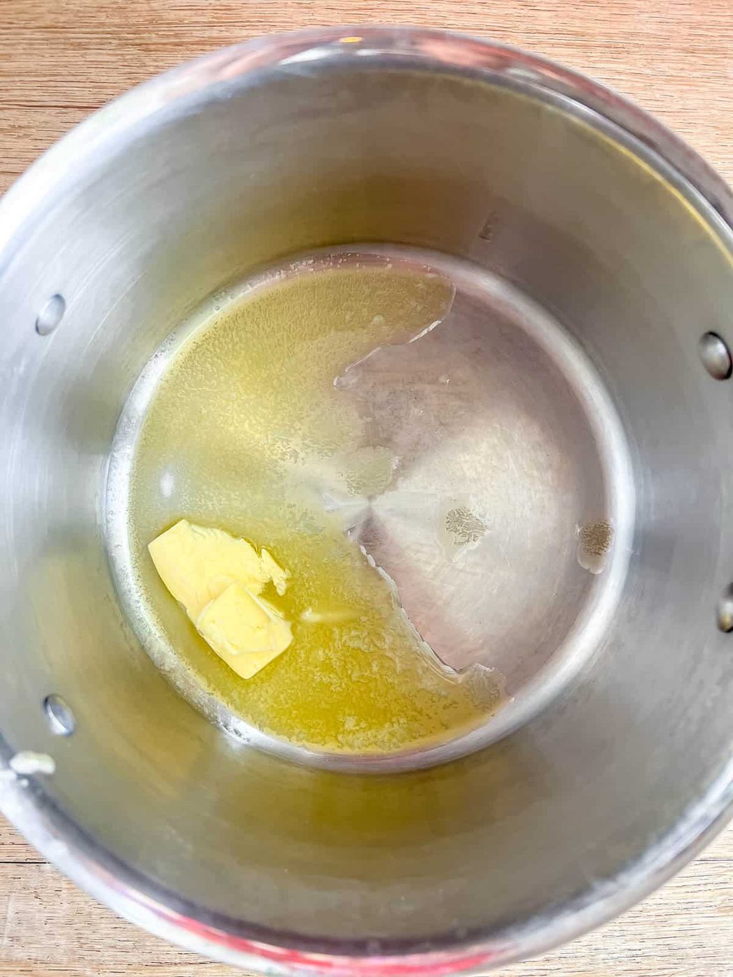 Melted butter in a pan.