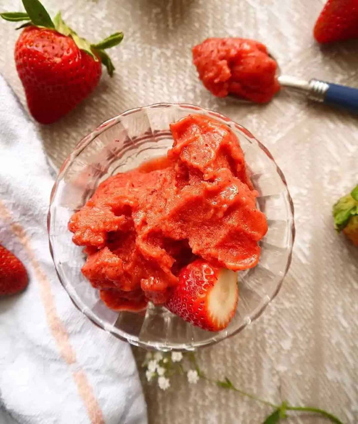 Strawberry Mango Sorbet in the Blender