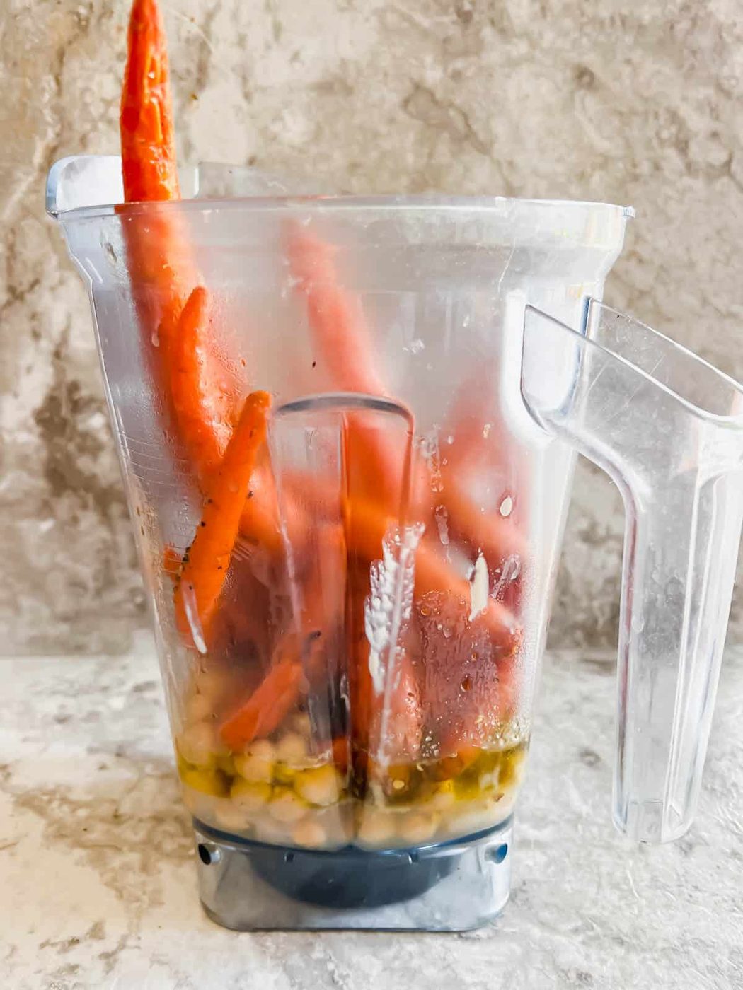 All ingredients in a blender prior to blending.