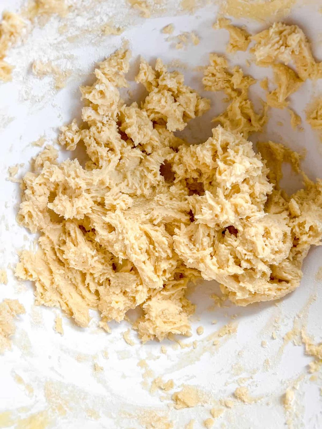 Flour added to the sable cookie batter.