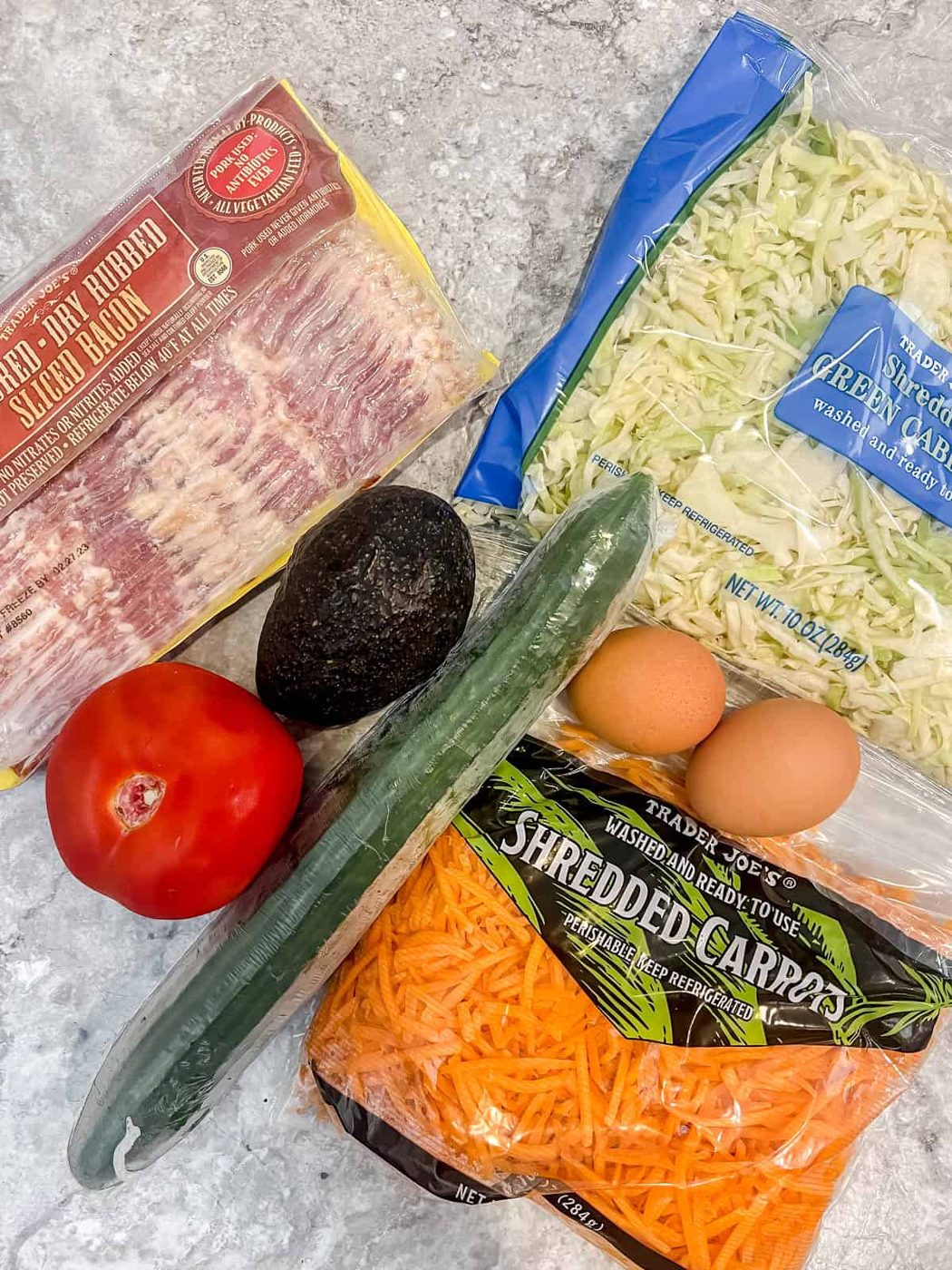 Ingredients needed to make cabbage salad.
