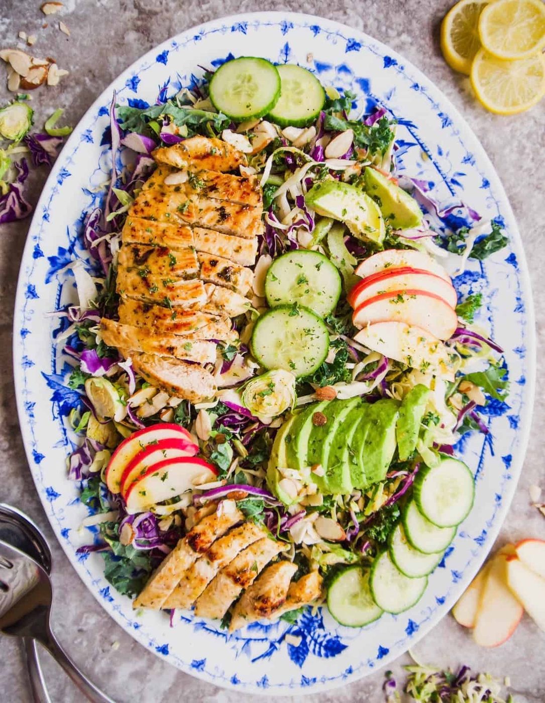 Grilled Chicken, Apple, and Avocado: Shredded Cruciferous Salad