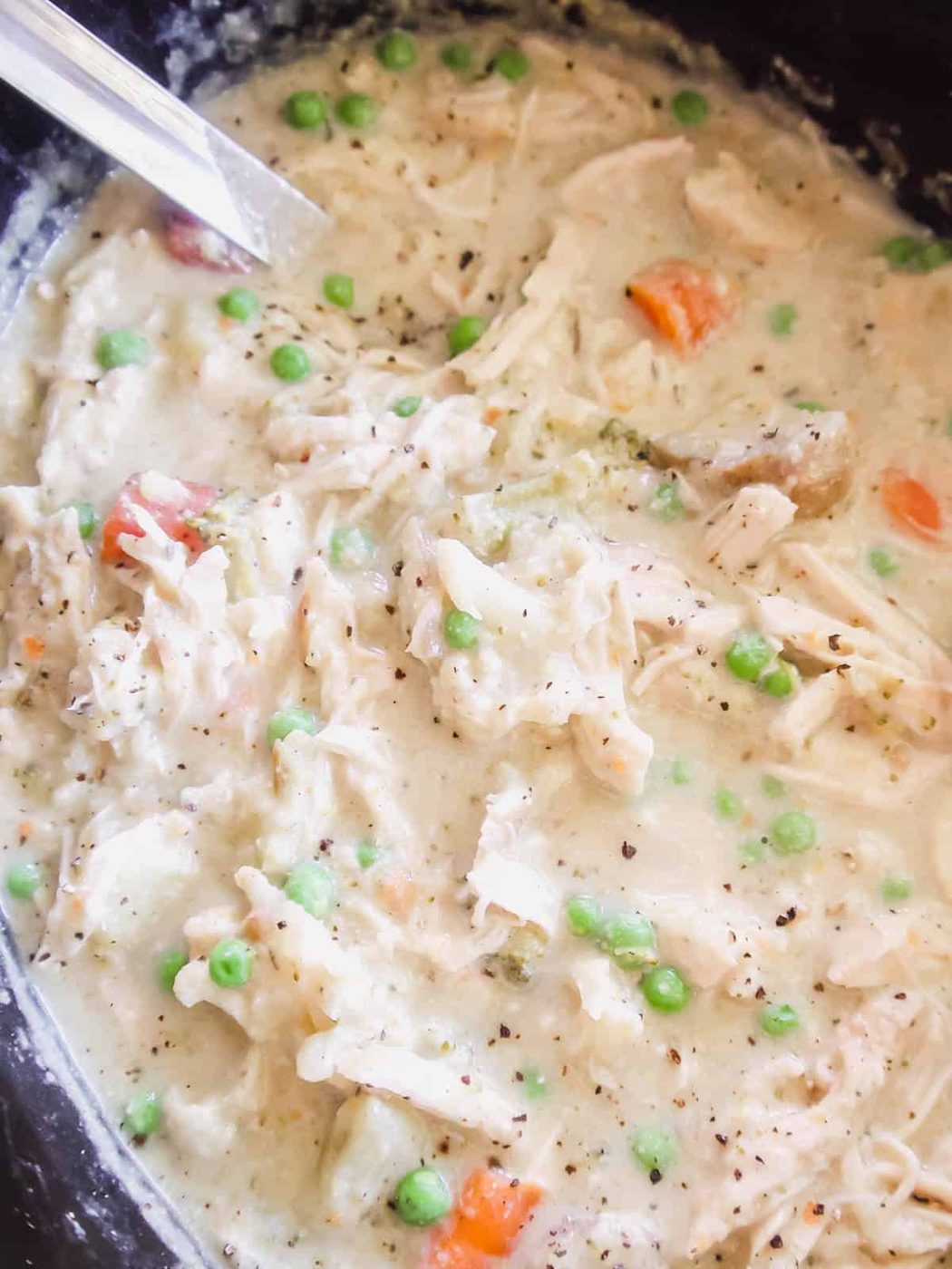 Everything mixed together in the slow cooker.