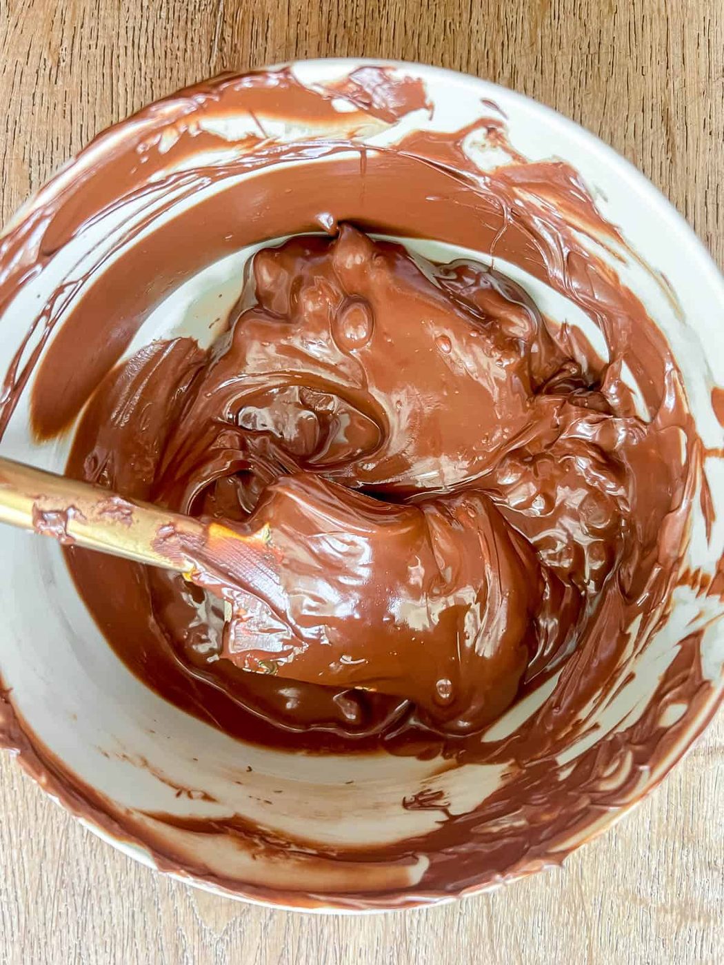 Melted chocolate in a bowl.
