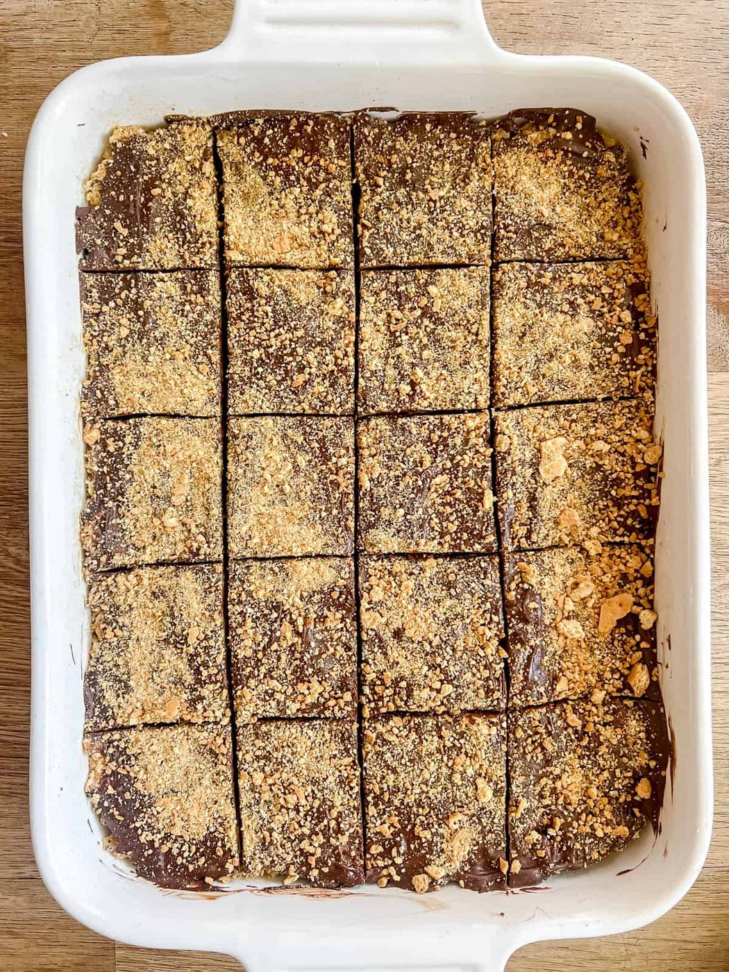 Smore rice krispie treats cut into squares.