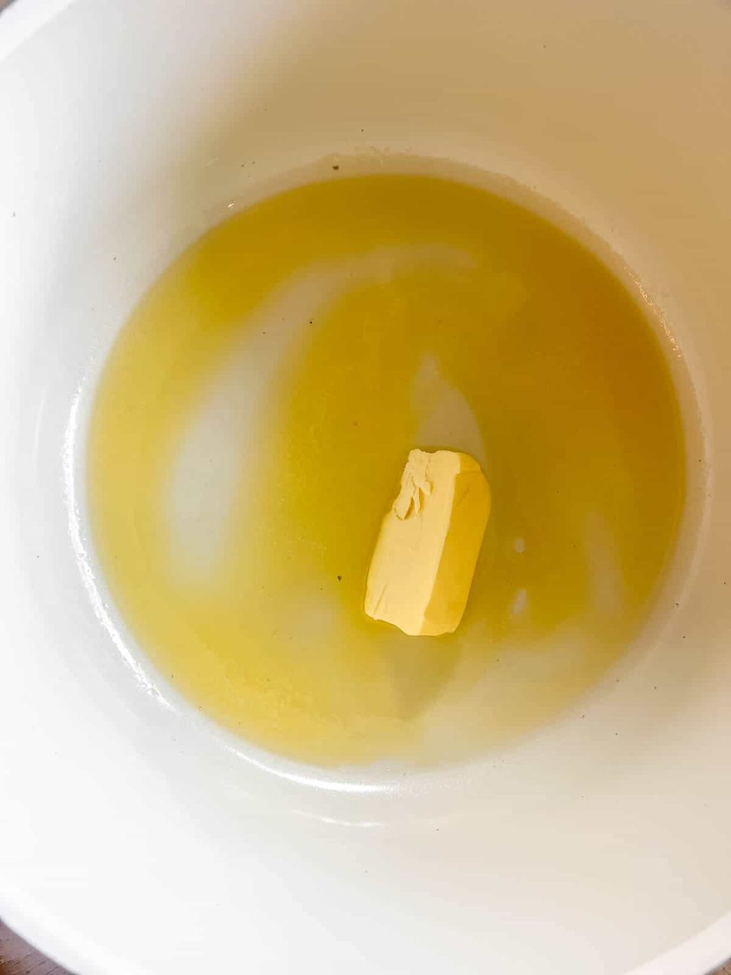 Melted butter in a pan.