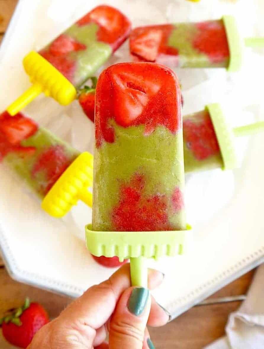 Strawberry Matcha Popsicles