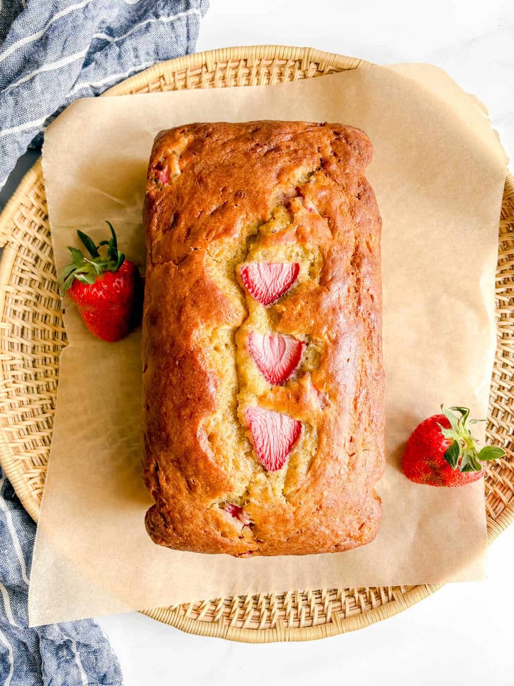 Strawberry banana bread after baking.