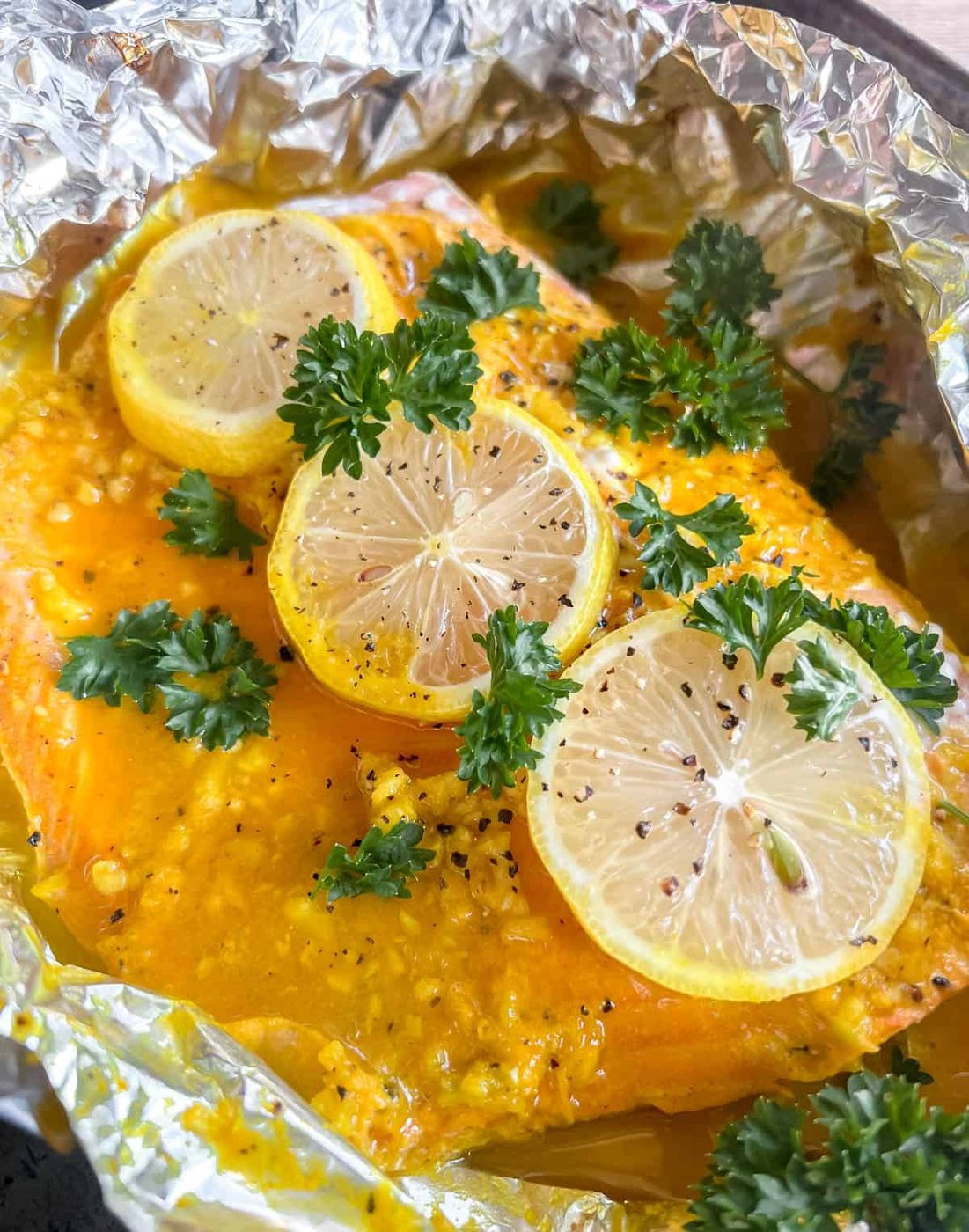 Lighter Lemon Ginger Turmeric Salmon