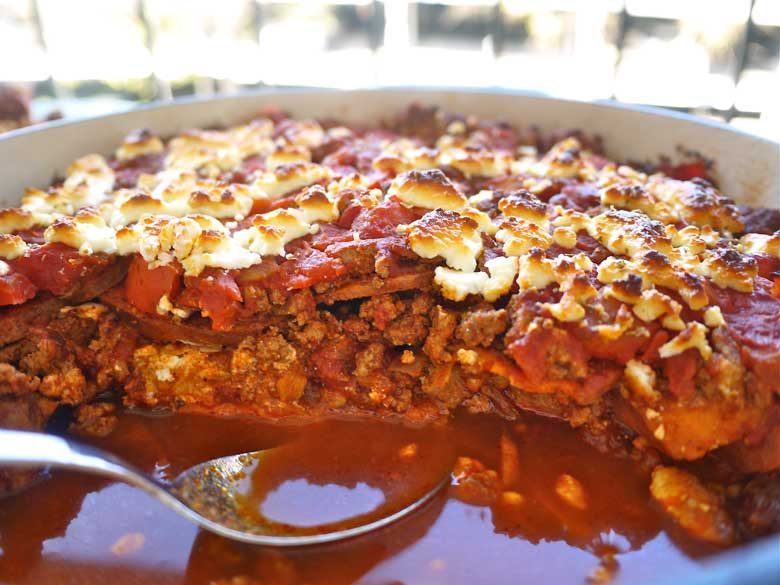 Sweet Potato and Ground Turkey Enchilada Casserole (paleo, GF)