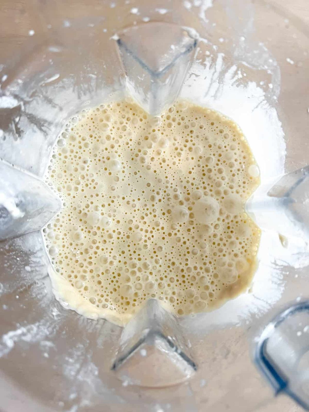 Dairy free crepe batter blended together.