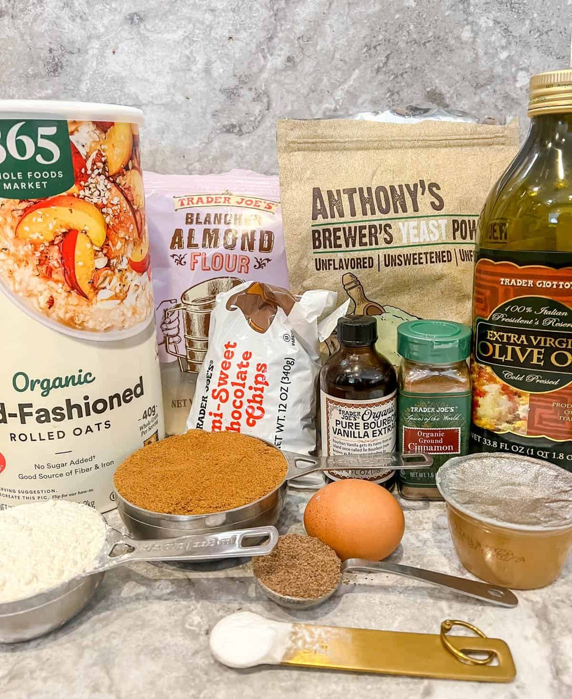 Ingredients needed to make dairy free lactation cookies.