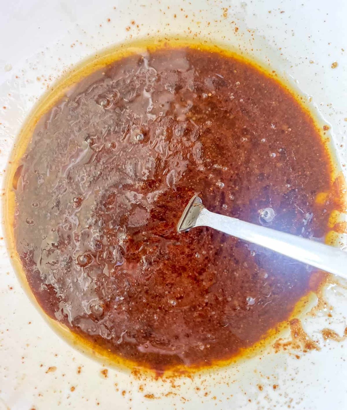 Wet ingredients in a bowl.