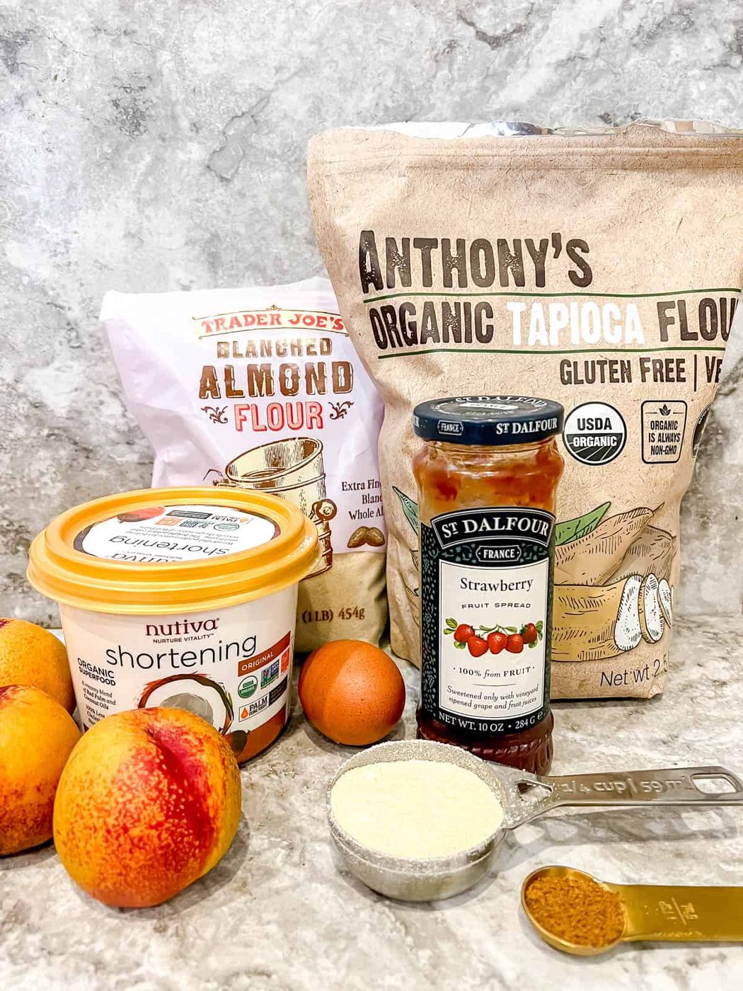 Ingredients needed to make nectarine tart.