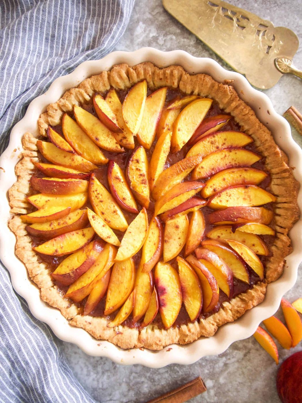 Nectarine tart after baking.