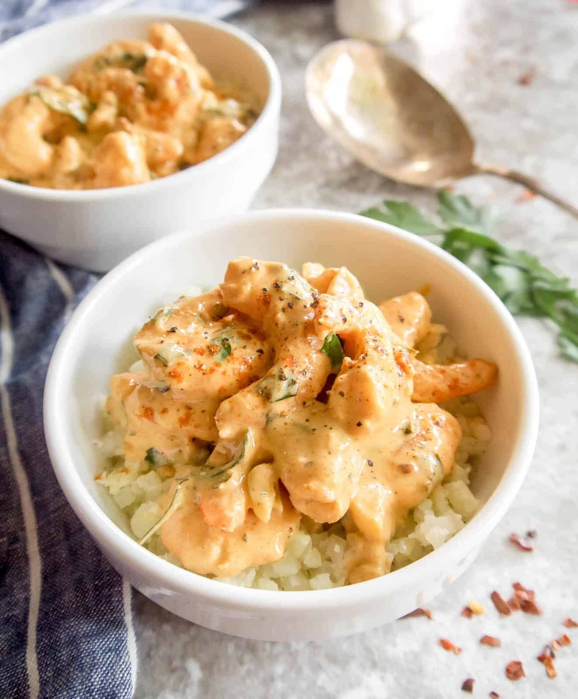 Paleo shrimp recipe in a bowl.
